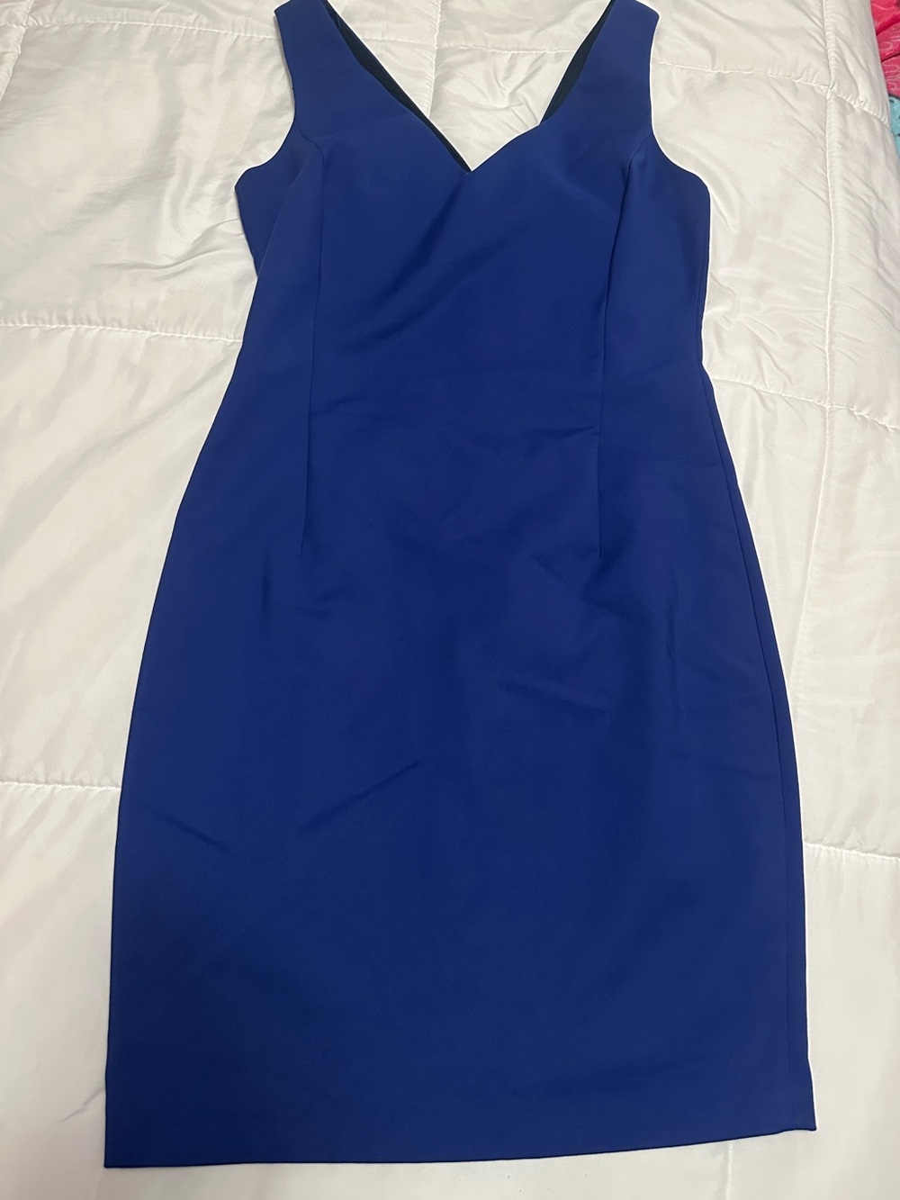Zara Cobalt Blue V-Neck Dress. Minimalist, Office Chic, Capsule Wardrobe.